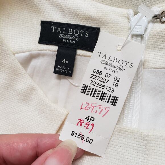 Vintage Talbots Linen Dress Womens 4 Petite Ivory Green Summer Wedding Guest - Picture 3 of 16